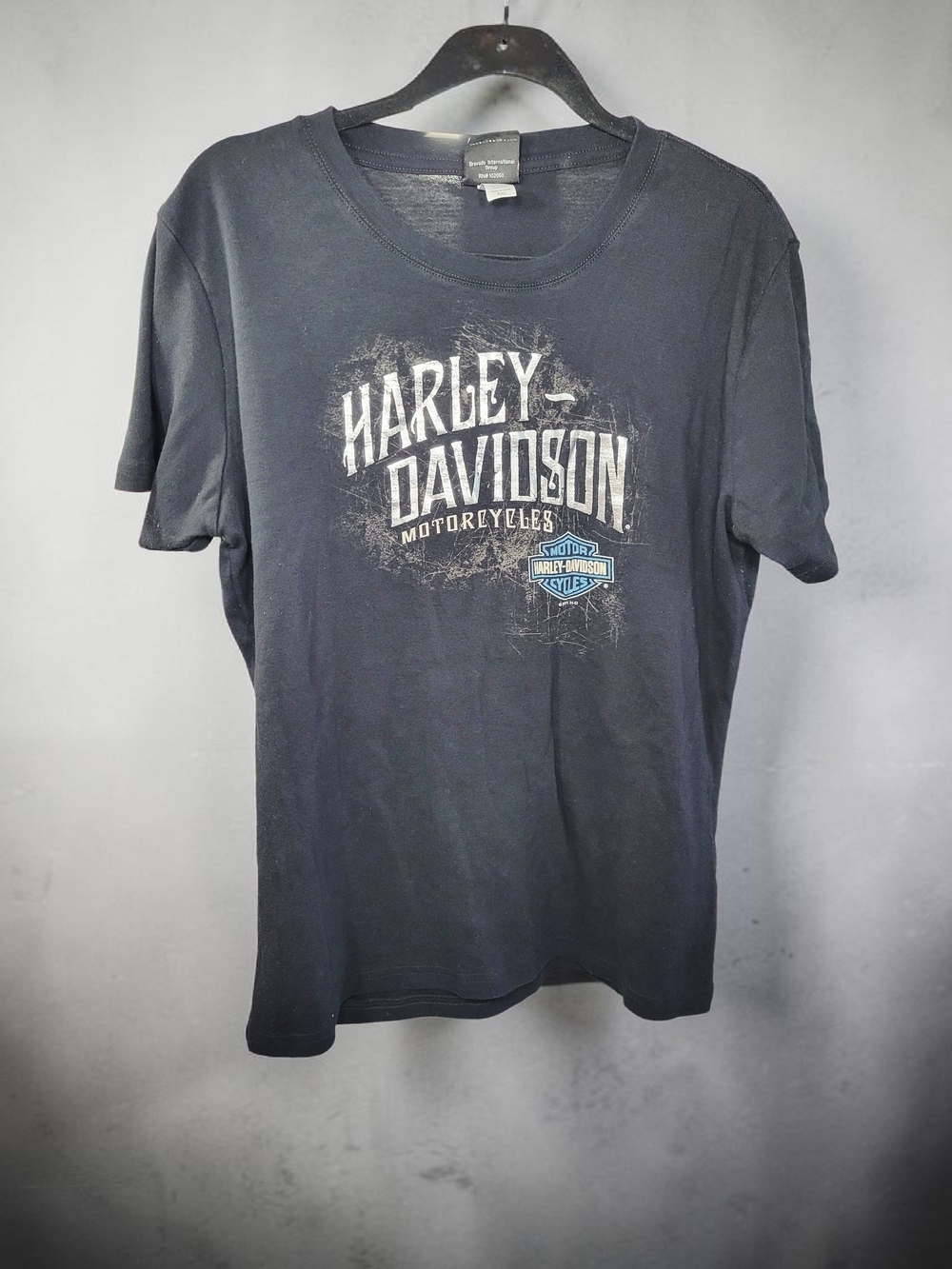 Harley-Davidson Black Short Sleeve Logo Tee with Faded White Print